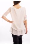 TUNIC MIX MATERIAL WHITE S7017