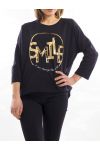 T-SHIRT CLOUTE SMILE NOIR S7010