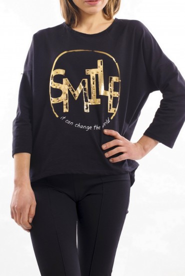 T-SHIRT CLOUTE SMILE NOIR S7010