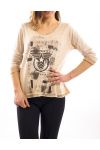 T-SHIRT STRASS STRAR BEIGE S7028