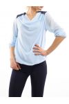 BLUSE SCHULTERN SPITZEN BLAU S9027