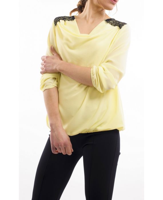 BLUSA de HOMBRO de ENCAJE AMARILLO S9027