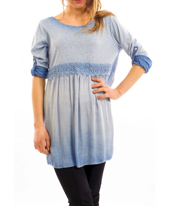 TÚNICA DELAVEE de ENCAJE AZUL claro S7041