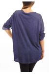 T-SHIRT IMPRIME EFFET DELAVE BLEU FONCE S7039