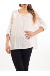 TUNIQUE DENTELLE & PAILLETTES S7043 BLANC
