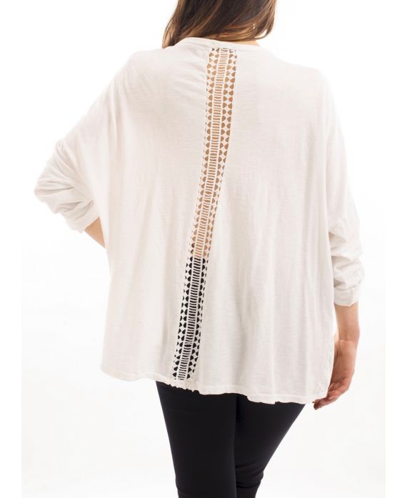 TUNIQUE DENTELLE & PAILLETTES S7043 BLANC