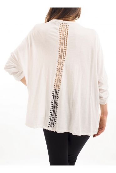 TUNIQUE DENTELLE & PAILLETTES S7043 BLANC