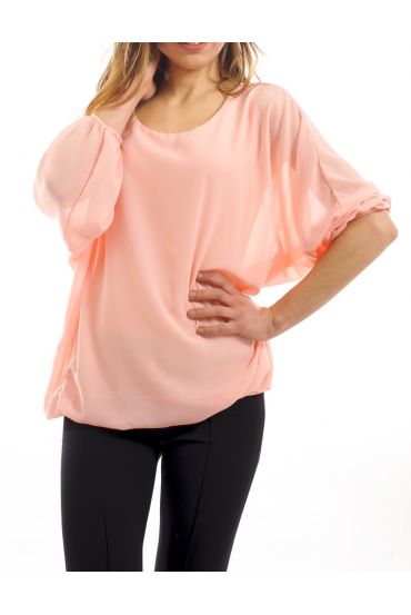 BLOUSE VOILAGE DOUBLEE S9035 ROSE