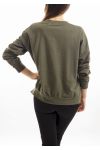 T-SHIRT COEUR SEQUIN METALISE S7036 VERT MILITAIRE