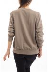 T-SHIRT HEART SEQUIN S7036 TAUPE
