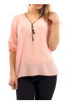 TOP CREMALLERAS en la ESPALDA de ENCAJE S9040 ROSA