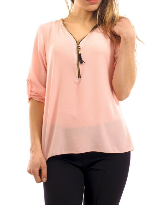TOP CREMALLERAS en la ESPALDA de ENCAJE S9040 ROSA
