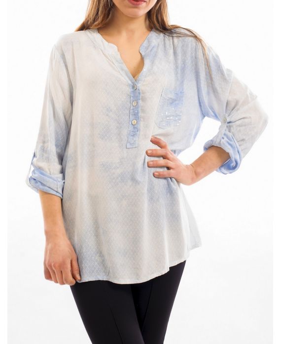 TUNIQUE IMPRIMEE SEQUIN S9041 BLEU