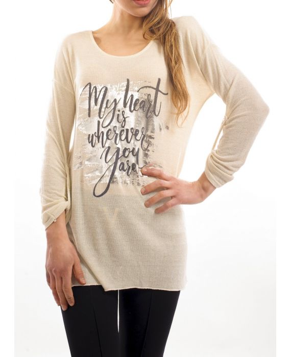 T-SHIRT GLÄNZEND METALISE S9042 BEIGE