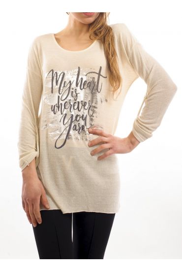 T-SHIRT GLÄNZEND METALISE S9042 BEIGE