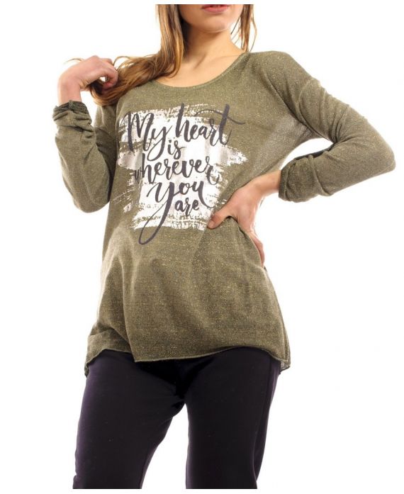 T-SHIRT BRILLANTE METALISE S9042 VERDE MILITAR