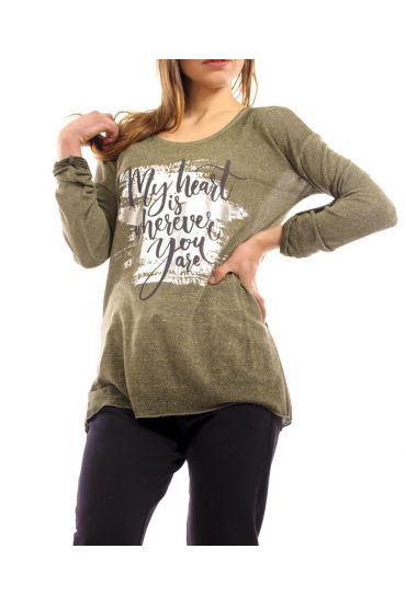 T-SHIRT LUMINOSO METALISE S9042 VERDE MILITARE