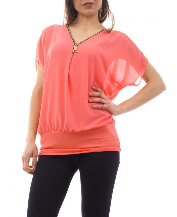TOP ZIPPE VOILE C8508 CORAIL