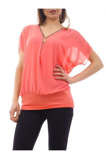 TOP ZIPPE VOILE C8508 CORAIL