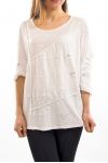 T-SHIRT MIX MATERIAL S7027 WHITE