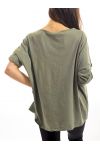 T-SHIRT MIX MATIERES S7027 VERT MILITAIRE