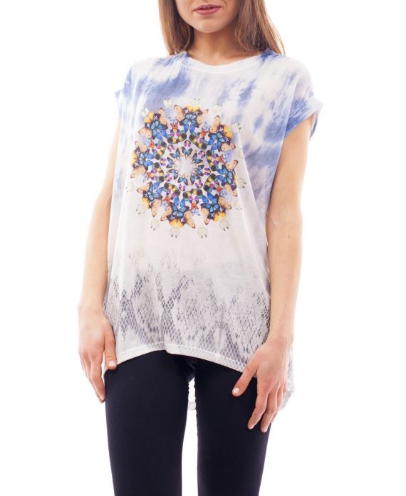 PRINTED T-SHIRT C4009 BLUE
