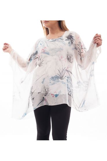 GRANDE TAILLE TUNIQUE VOILAGE IMPRIMEE GT1016