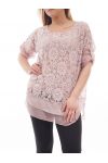GRANDE TAILLE TUNIQUE DENTELLE SUPERPOSITION GT1015 ROSE
