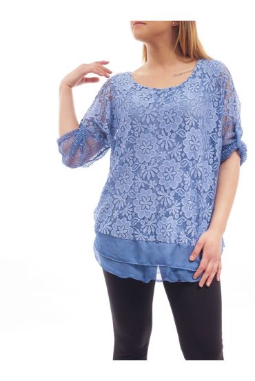 PLUS SIZE TUNIC LACE GT1015 BLUE