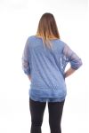 GRANDE TAILLE TUNIQUE DENTELLE SUPERPOSITION GT1015 BLEU