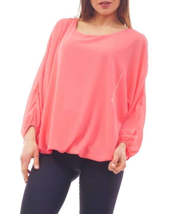 BLOUSE VOILAGE DOUBLEE S9035 CORAIL