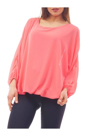 BLOUSE VOILAGE DOUBLEE S9035 CORAIL