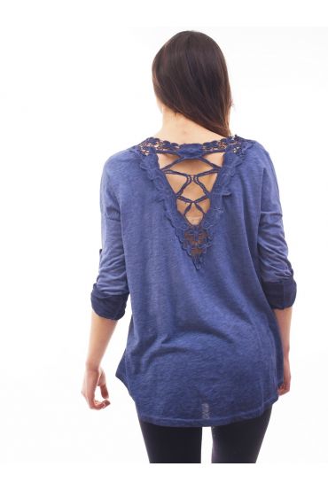 T-SHIRT GUIPURE S7040 NAVY