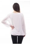 BLUSE AUSSCHNITT PERLEN C4001 WEIß