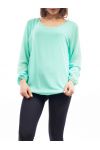 BLOUSE heeft een v-HALS KRALEN C4001 PASTEL GROEN