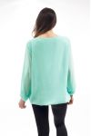 BLOUSE heeft een v-HALS KRALEN C4001 PASTEL GROEN