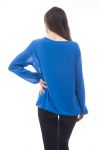 CAMICETTA SCOLLO PERLINE C4001 BLU ROYAL