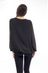 BLUSE AUSSCHNITT PERLEN C4001 SCHWARZ