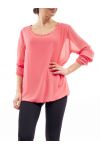 BLOUSE ENCOLURE PERLES C4001 CORAIL