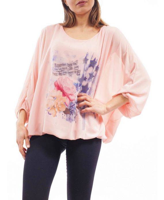 CAMICETTA a FIORI S9115 ROSA
