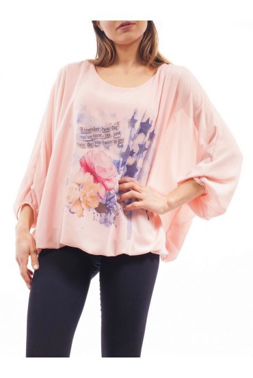 BLOUSE BLOEMEN S9115 ROZE