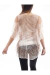 TUNIQUE AJOUREE + CEINTURE S9073 TAUPE