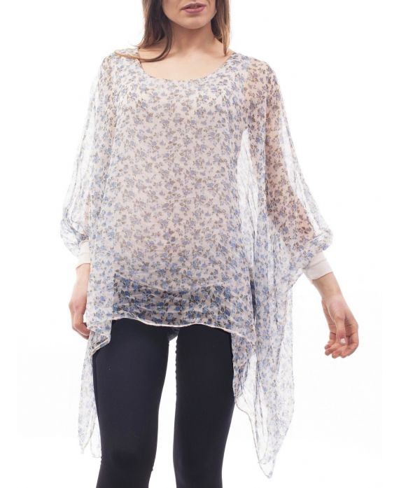PRINTED TUNIC S9077 BLUE
