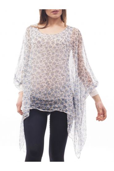 TUNIQUE VOILAGE IMPRIMEE S9077 BLEU