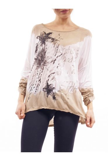T-SHIRT EFFECT DELAVE PRINTS S9072 TAUPE