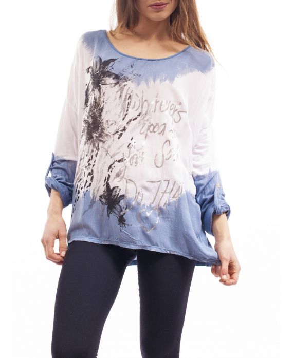 T-SHIRT EFFECT DELAVE PRINTS S9072 BLAUW