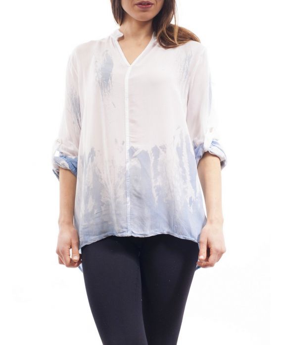 BLUSA con EFECTO TIE-DYE de ENCAJE S9068 AZUL