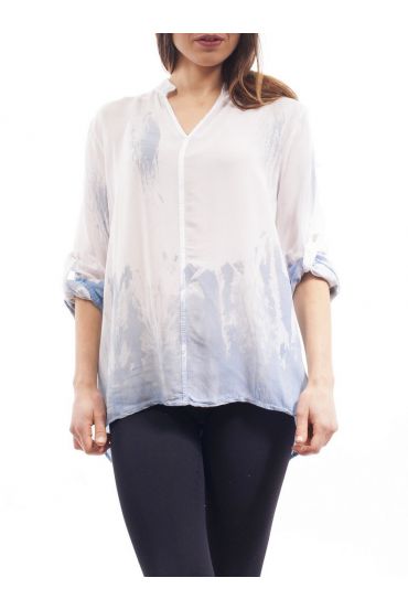 BLUSA con EFECTO TIE-DYE de ENCAJE S9068 AZUL