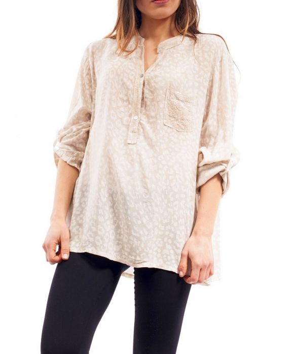 TUNIQUE SEQUIN IMPRIME LEOPARD S9100 BEIGE