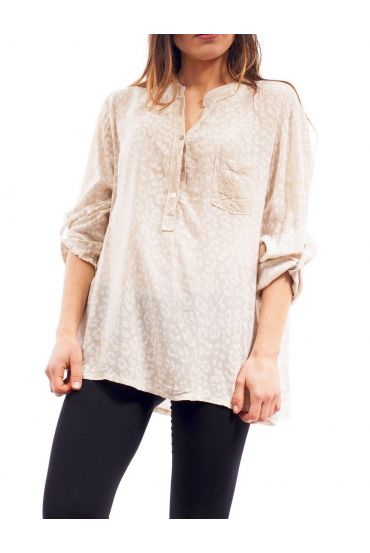 TUNIEK PAILLETTEN PRINT LEOPARD S9100 BEIGE